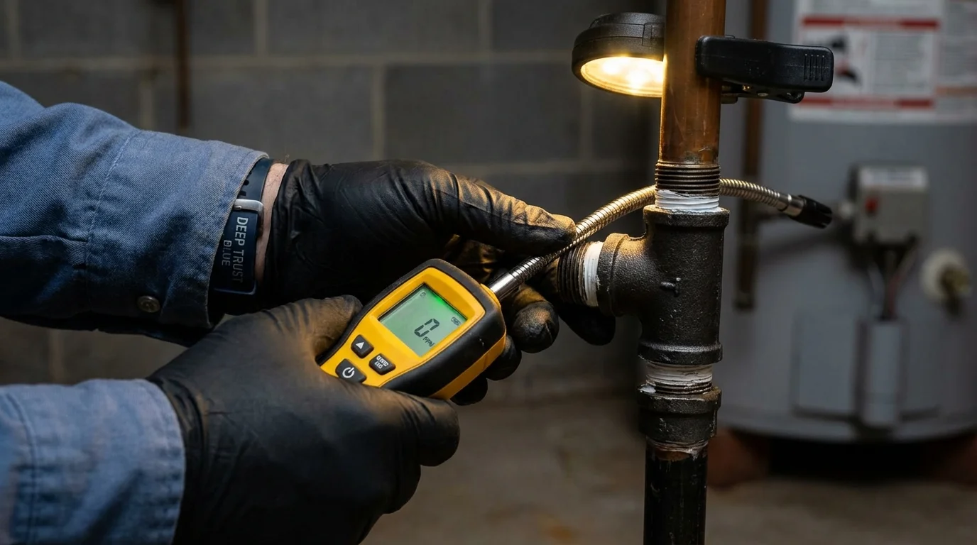 Gas leak detection with electronic sniffer by Johns Plumbing LLC in Mount Shasta